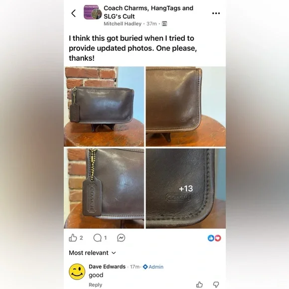 Vintage Coach Chunky Pouch Case Cosmetic Bag Brown Zip USA W/tag & Creed - Picture 16 of 16